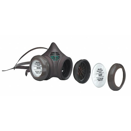 Half Mask Respirator, 8000, Not Rated, Snap-In Gasket, Size, M 0 Cartridges Included MPN:8002