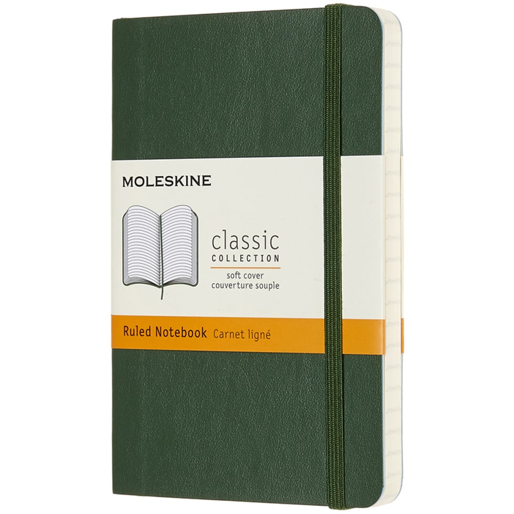 Moleskine Classic Soft Cover Notebook, 3-1/2in x 5-1/2in, Ruled, 192 Pages, Myrtle Green MPN:629148