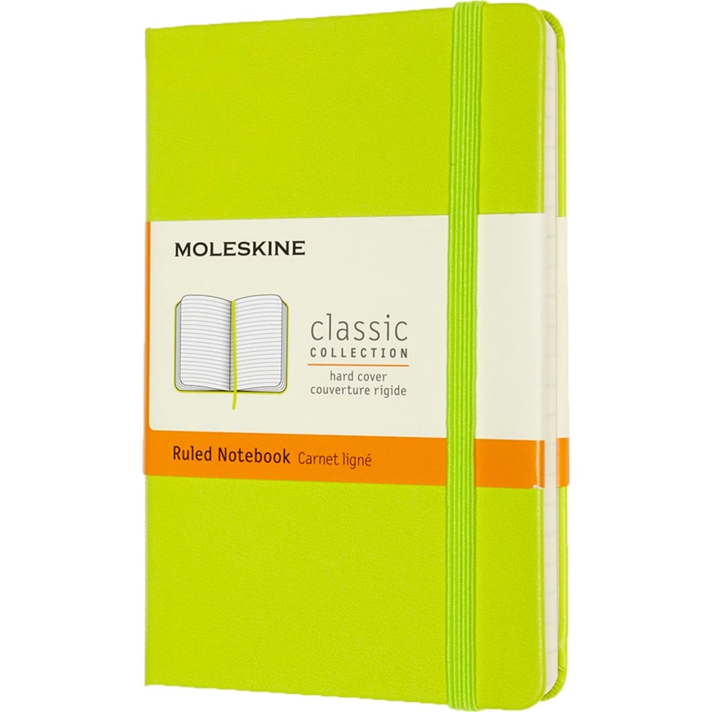 Moleskine Classic Hard Cover Notebook, Pocket, 3.5in x 5.5in, Ruled, 192 Pages, Lemon Green (Min Order Qty 5) MPN:850857