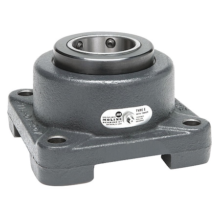 4 Holes, Square Housing, 4 Bolt Flange Bearing, Tapered Roller, 1-1/4 in Dia, Cast Iron, Set Screw MPN:19311104
