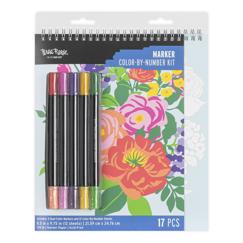 Brea Reese Color-by-Number Marker Pad Kit, Fruit & Floral Designs MPN:45647