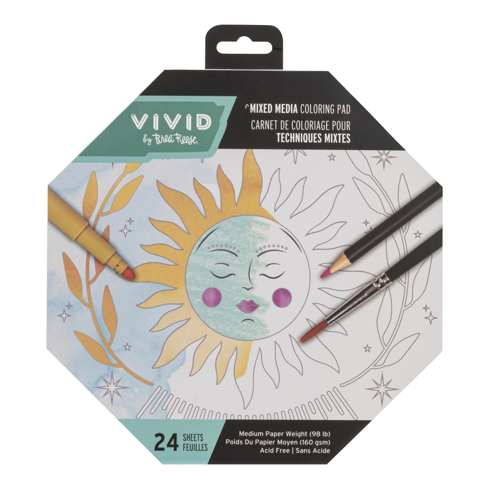 Vivid by Brea Reese Shaped Mixed Media Paper Pad, 8-1/2in x 9-1/2in, Octagon, Pad Of 24 Sheets MPN:46189
