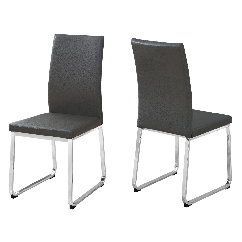 Monarch Specialties Shasha Dining Chairs, Gray/Chrome, Set Of 2 Chairs MPN:I 1094