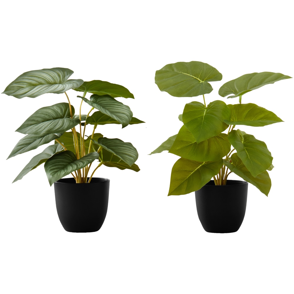 Monarch Specialties Priya 12-1/2inH Artificial Plants With Pots, 12-1/2inH x 12inW x 12inD, Green, Set Of 2 Plants MPN:I 9583
