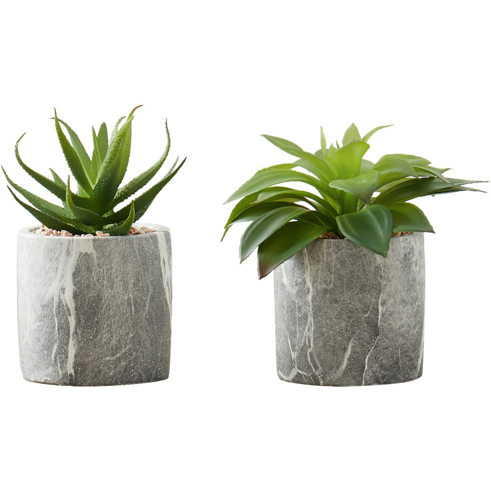 Monarch Specialties Tianna 14inH Artificial Plants With Pots, 7inH x 5inW x 5inD, Green, Set Of 2 Plants MPN:I 9586