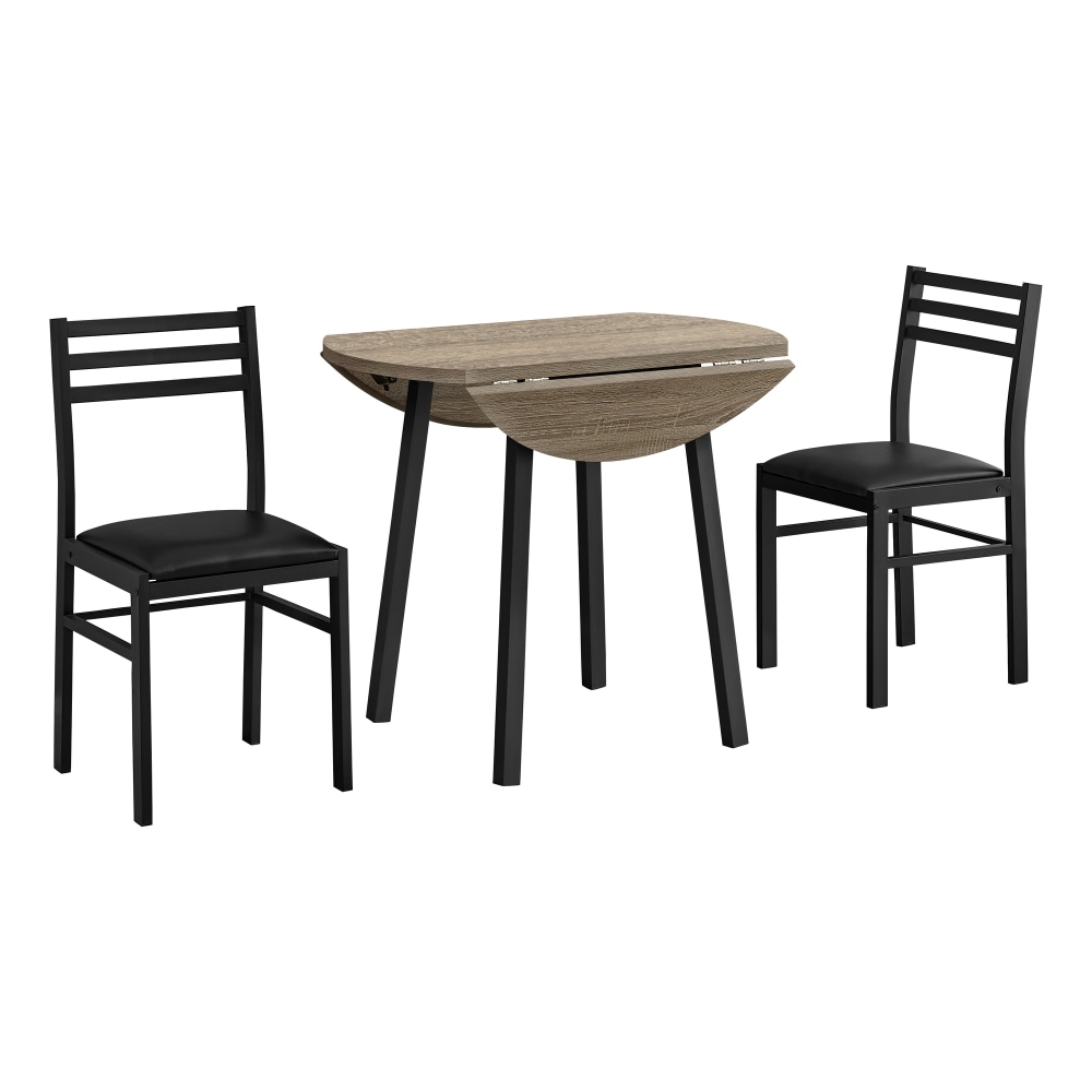 Monarch Specialties Amy Dining Set, 30inH x 35inW x 35inD, Dark Taupe/Black MPN:I 1003