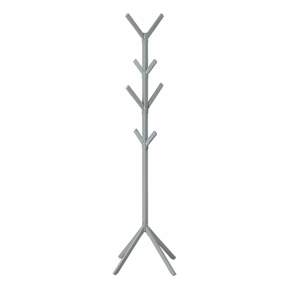 Monarch Specialties Frida Coat Rack, 70-1/4inH x 17-1/2inW x 17-1/2inD, Silver MPN:I 2058