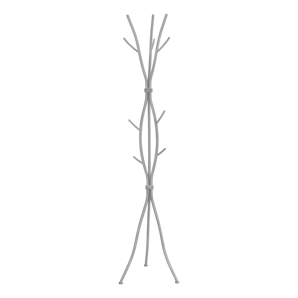 Monarch Specialties Hannah 8-Hook Hammered Metal Coat Rack, 74inH x 18-1/2inW x 18-1/2inD, Silver MPN:I 2061