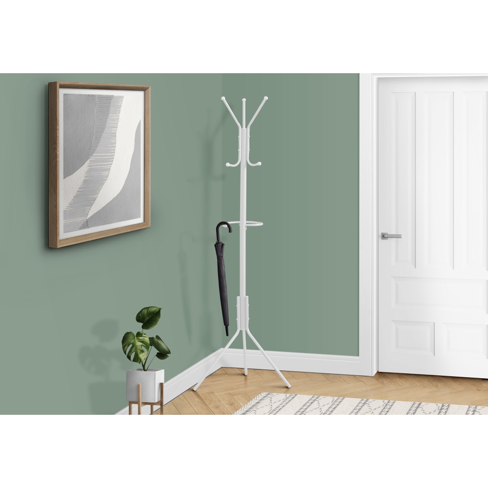 Monarch Specialties Arie Metal Coat Rack, 68inH x 19inW x 23inD, White MPN:I 2164