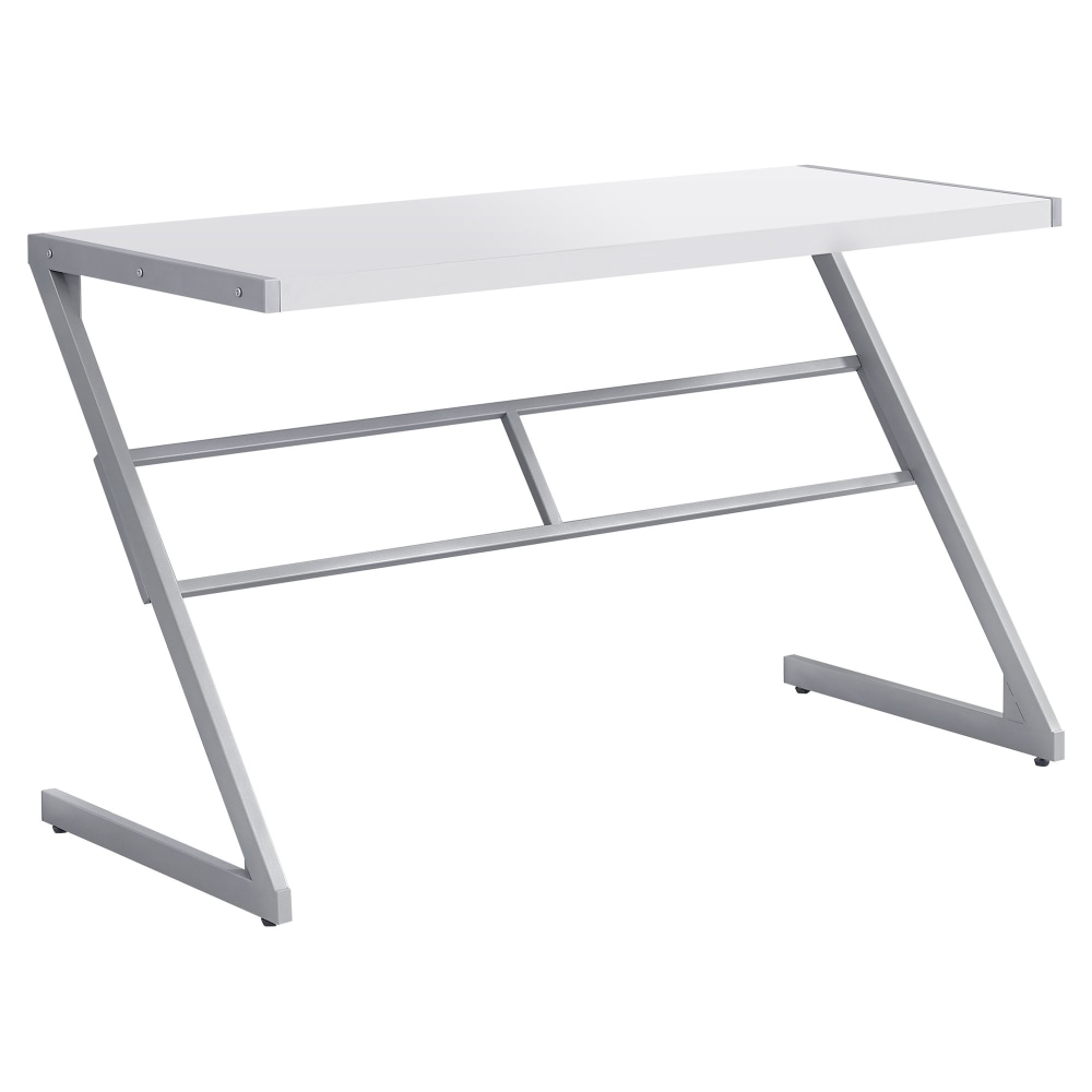 Monarch Specialties 48inW Computer Desk With Z-Shaped Metal Base, White/Silver MPN:I 7372
