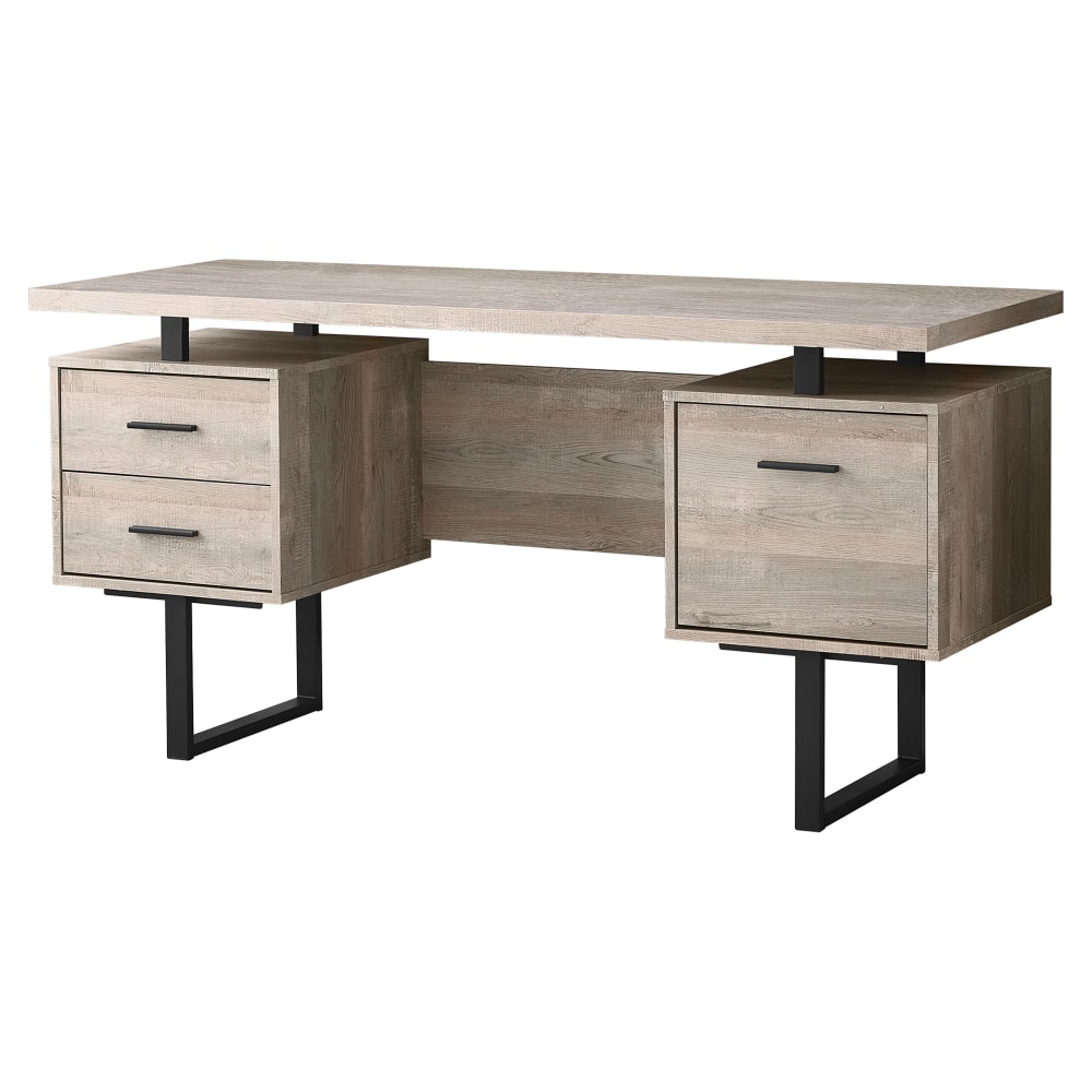 Monarch Specialties 60inW Floating-Top Computer Desk, Black/Taupe MPN:I 7418