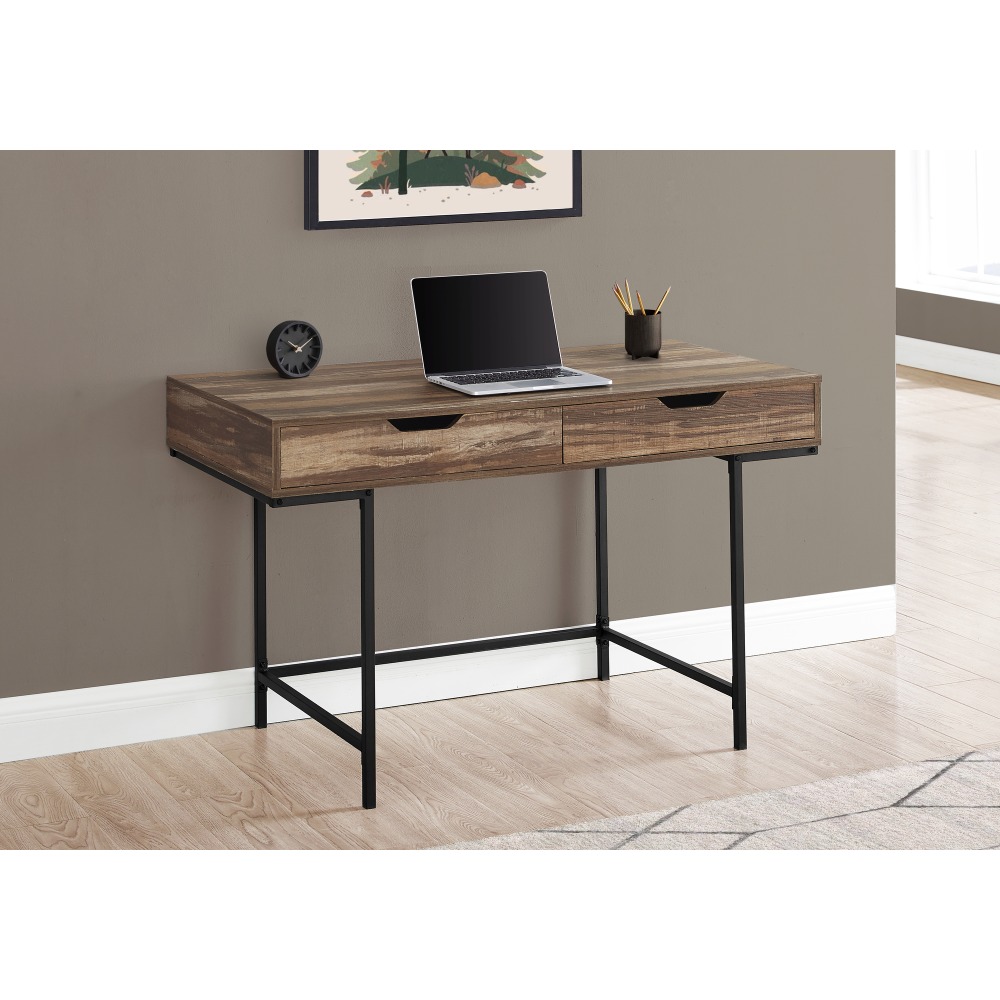 Monarch Specialties Pollard 48inW Computer Desk, Brown Wood/Black MPN:I 7557