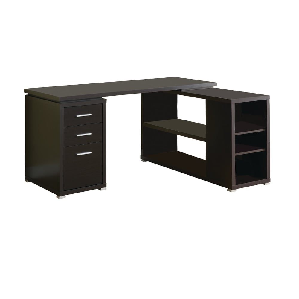 Monarch Specialties 60inW L-Shaped Corner Desk With Book Shelf, Cappuccino MPN:I 7019