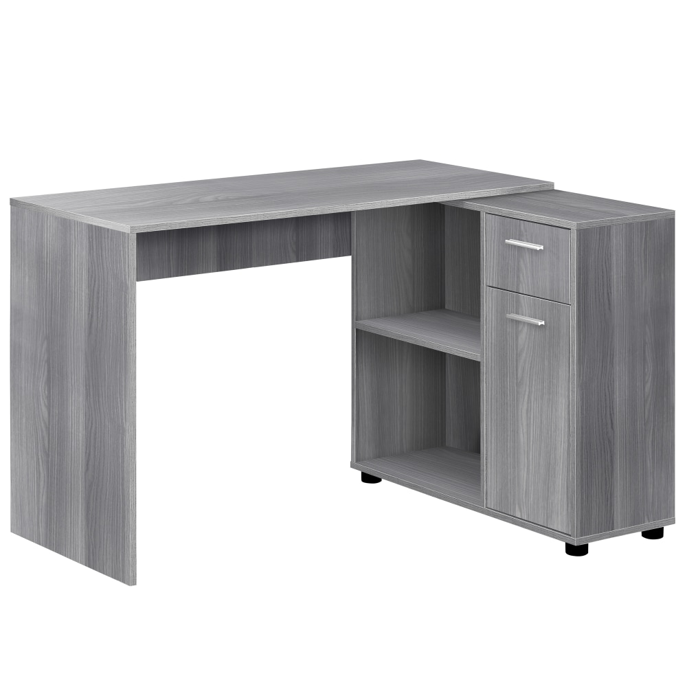 Monarch Specialties 46inW Corner Desk With Storage Cabinet, Gray MPN:I 7351