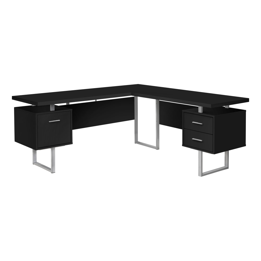 Monarch Specialties Dallas 71inW L-Shaped Corner Desk, Black MPN:I 7619