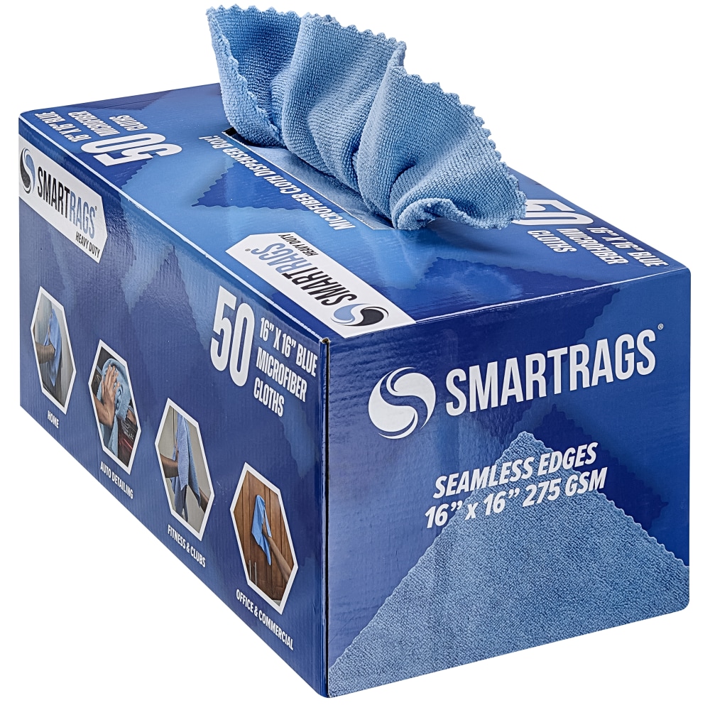 Hospeco SmartRags Disposable Microfiber Towels, 45 Gram, 275 GSM, 16in x 16in, Blue, 50 Towels Per Box, Case Of 8 Boxes MPN:M930B