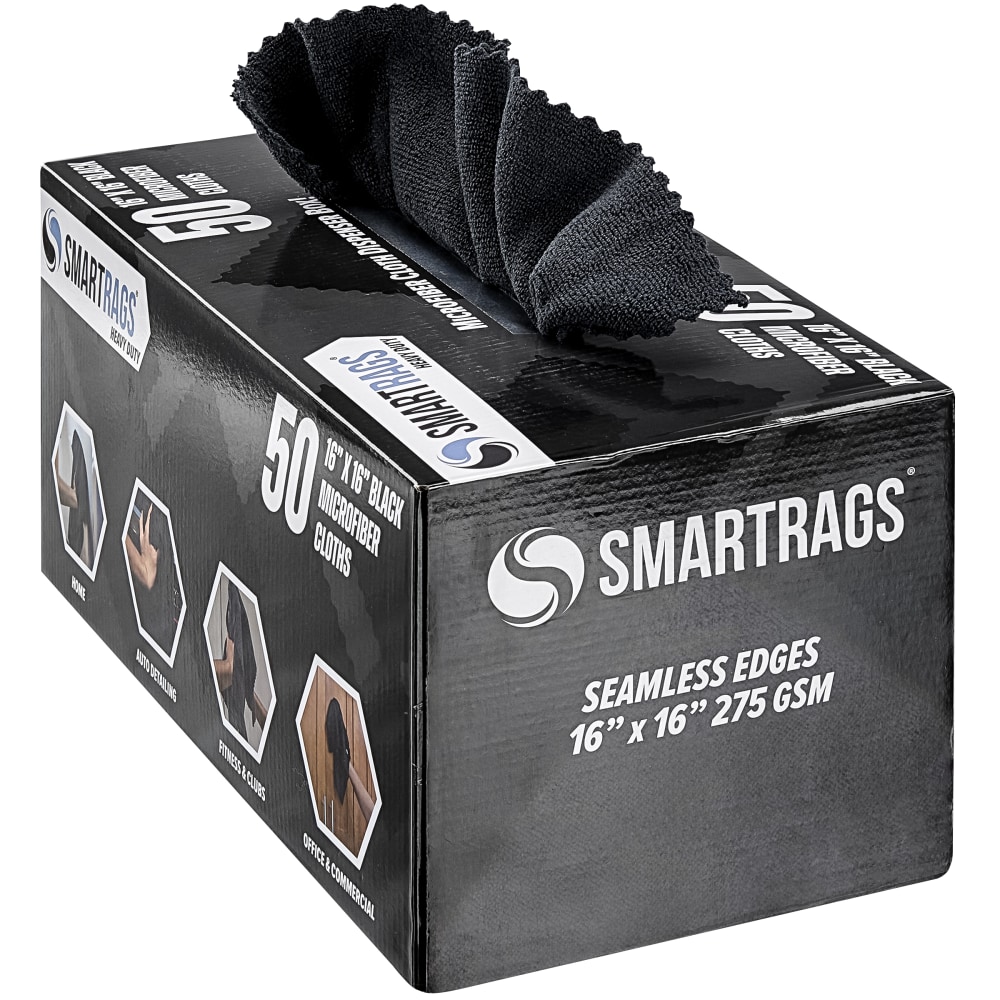 Hospeco SmartRags Disposable Microfiber Towels, 45 Gram, 275 GSM, 16in x 16in, Black, 50 Towels Per Box, Case Of 8 Boxes MPN:M930BK