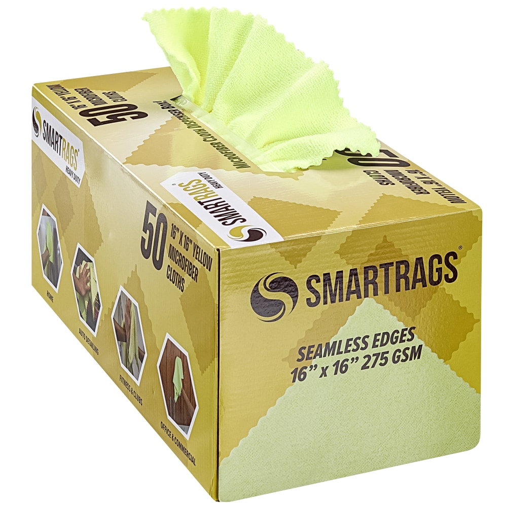Hospeco SmartRags Disposable Microfiber Towels, 45 Gram, 275 GSM, 16in x 16in, Yellow, 50 Towels Per Box, Case Of 8 Boxes MPN:M930Y