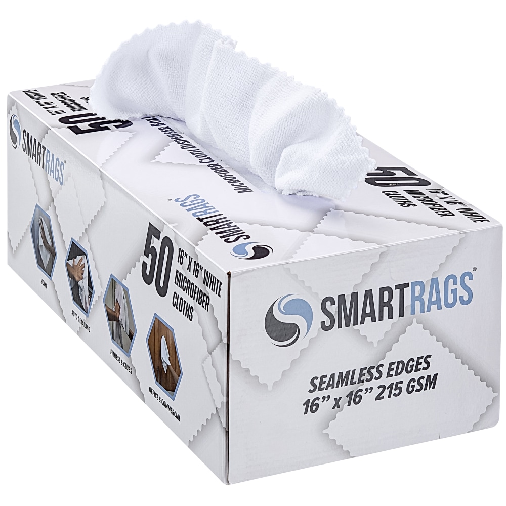 Hospeco SmartRags Disposable Microfiber Towels, 35 Gram, 215 GSM, 16in x 16in, White, 50 Towels Per Box, Case Of 8 Boxes MPN:M931W