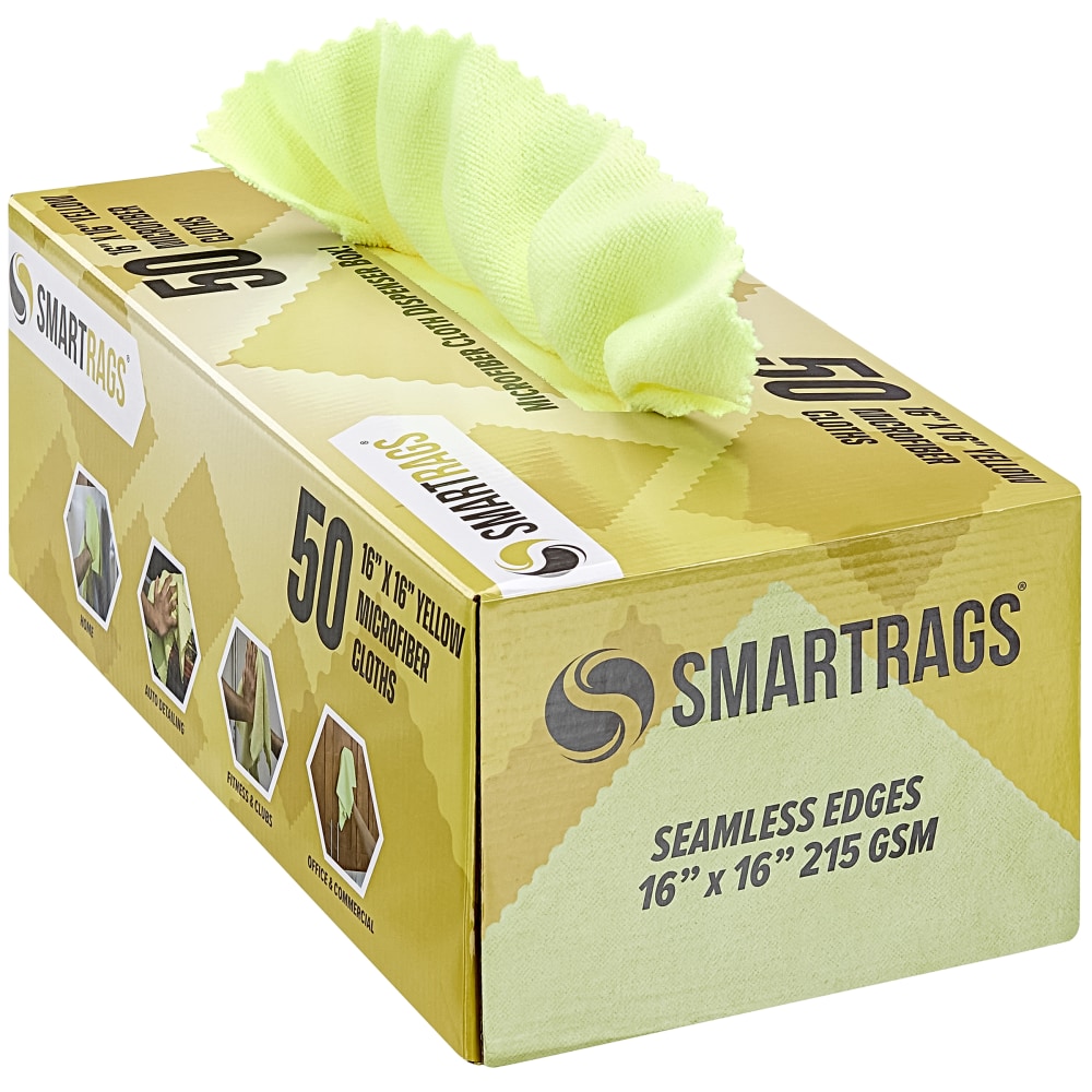 Hospeco SmartRags Disposable Microfiber Towels, 35 Gram, 215 GSM, 16in x 16in, Yellow, 50 Towels Per Box, Case Of 8 Boxes MPN:M931Y