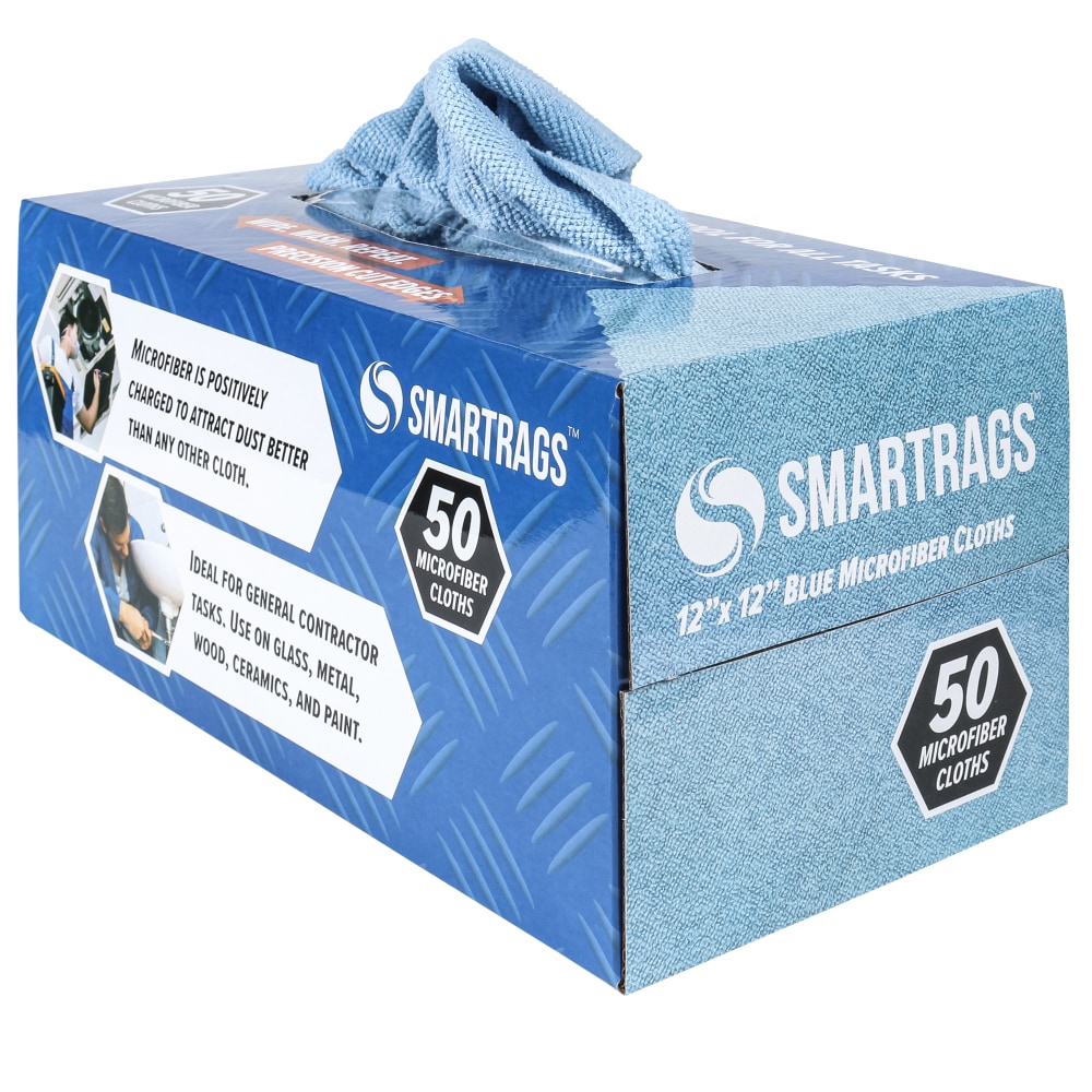 Hospeco SmartRags Disposable Microfiber Towels, 18 Gram, 180 GSM, 12in x 12in, Blue, 50 Towels Per Box, Case Of 8 Boxes MPN:M950B