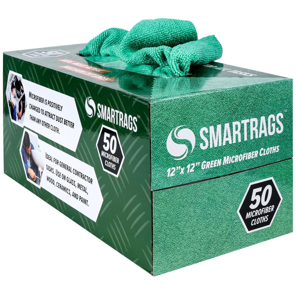 Hospeco SmartRags Disposable Microfiber Towels, 18 Gram, 180 GSM, 12in x 12in, Green, 50 Towels Per Box, Case Of 8 Boxes MPN:M950G