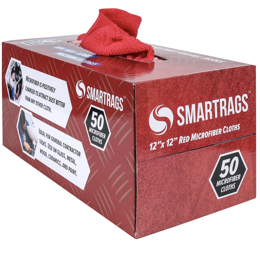 Hospeco SmartRags Disposable Microfiber Towels, 18 Gram, 180 GSM, 12in x 12in, Red, 50 Towels Per Box, Case Of 8 Boxes MPN:M950R