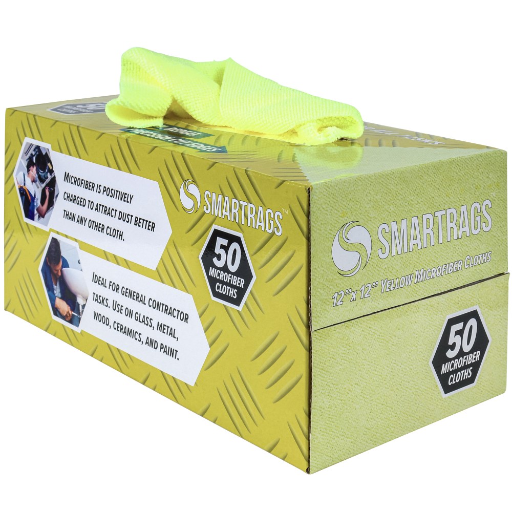 Hospeco SmartRags Disposable Microfiber Towels, 18 Gram, 180 GSM, 12in x 12in, Yellow, 50 Towels Per Box, Case Of 8 Boxes MPN:M950Y