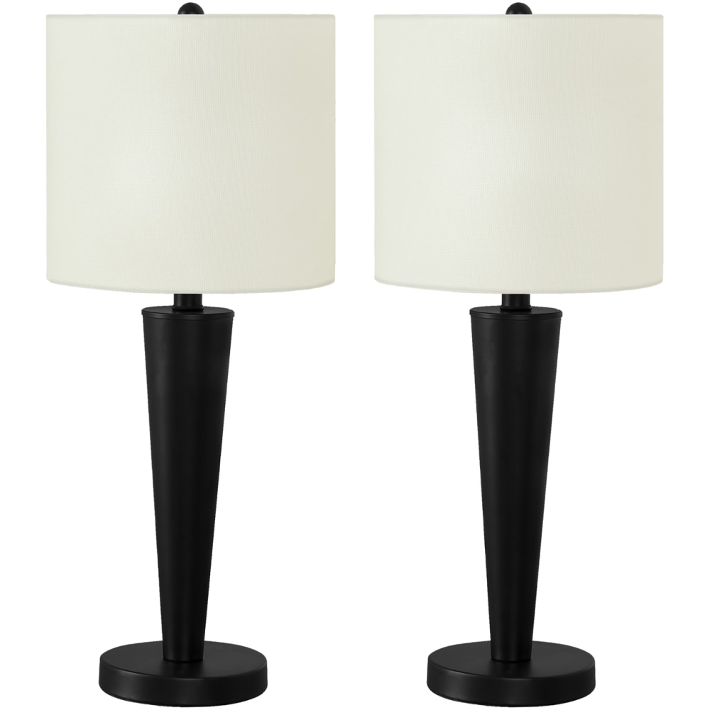 Monarch Specialties Shawn Table Lamps, 24inH, Ivory/Black, Set Of 2 Lamps MPN:I 9643