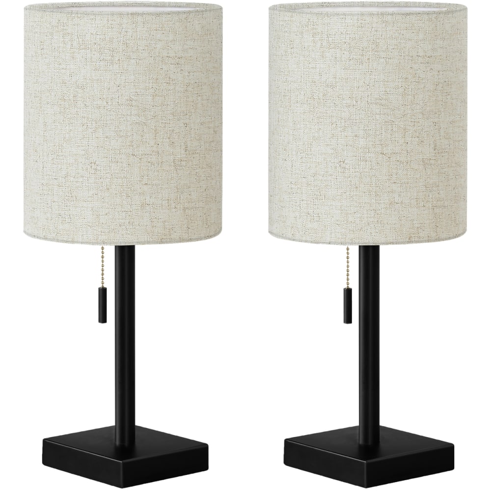 Monarch Specialties Dwight Table Lamps, 16-3/4inH, Black Base/Beige Shade, Set Of 2 Lamps MPN:I 9650