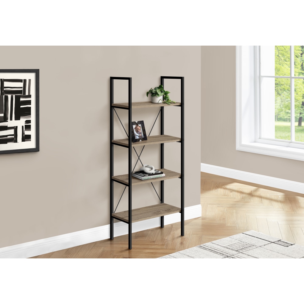 Monarch Specialties Riva 48inH 4-Shelf Bookshelf, Dark Taupe MPN:I 7800