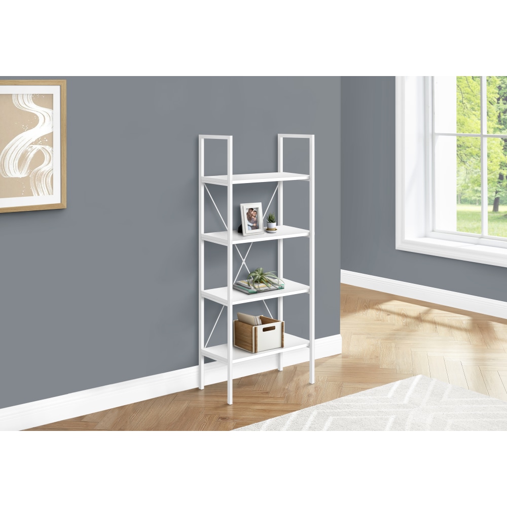 Monarch Specialties Riva 48inH 4-Shelf Bookshelf, White MPN:I 7801