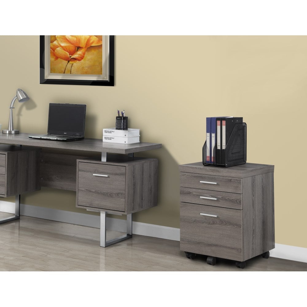 Monarch Specialties 19inD Vertical 3-Drawer File Cabinet, Dark Taupe MPN:I 7049
