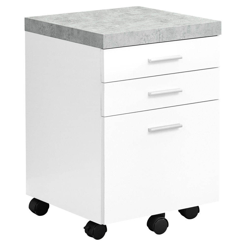 Monarch Specialties 17-3/4inD Vertical 3-Drawer File Cabinet, White/Cement-Look MPN:I 7051