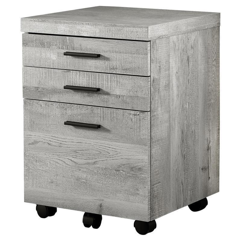Monarch Specialties 17-3/4inD Vertical 3-Drawer File Cabinet, Gray Wood Grain MPN:I 7401
