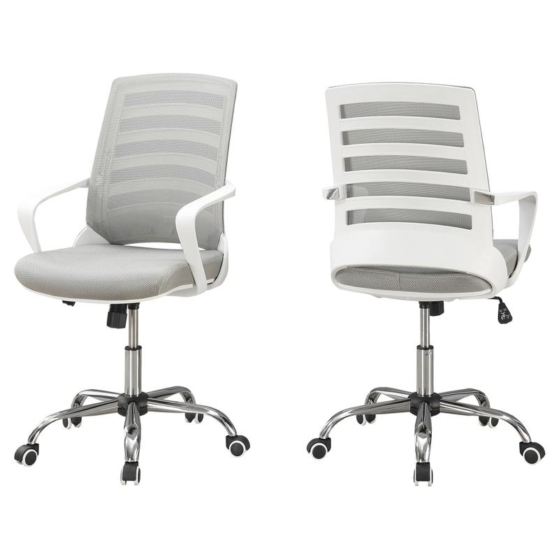 Monarch Specialties Ergonomic Mid-Back Office Chair, Gray/White MPN:I 7225