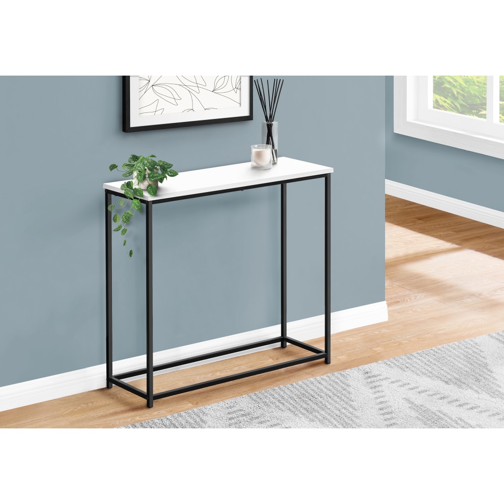 Monarch Specialties Ponce Laminate/Metal Narrow Accent Console Table, 29inH x 31-1/2inW x 11-1/2inD, White/Black MPN:I 2252