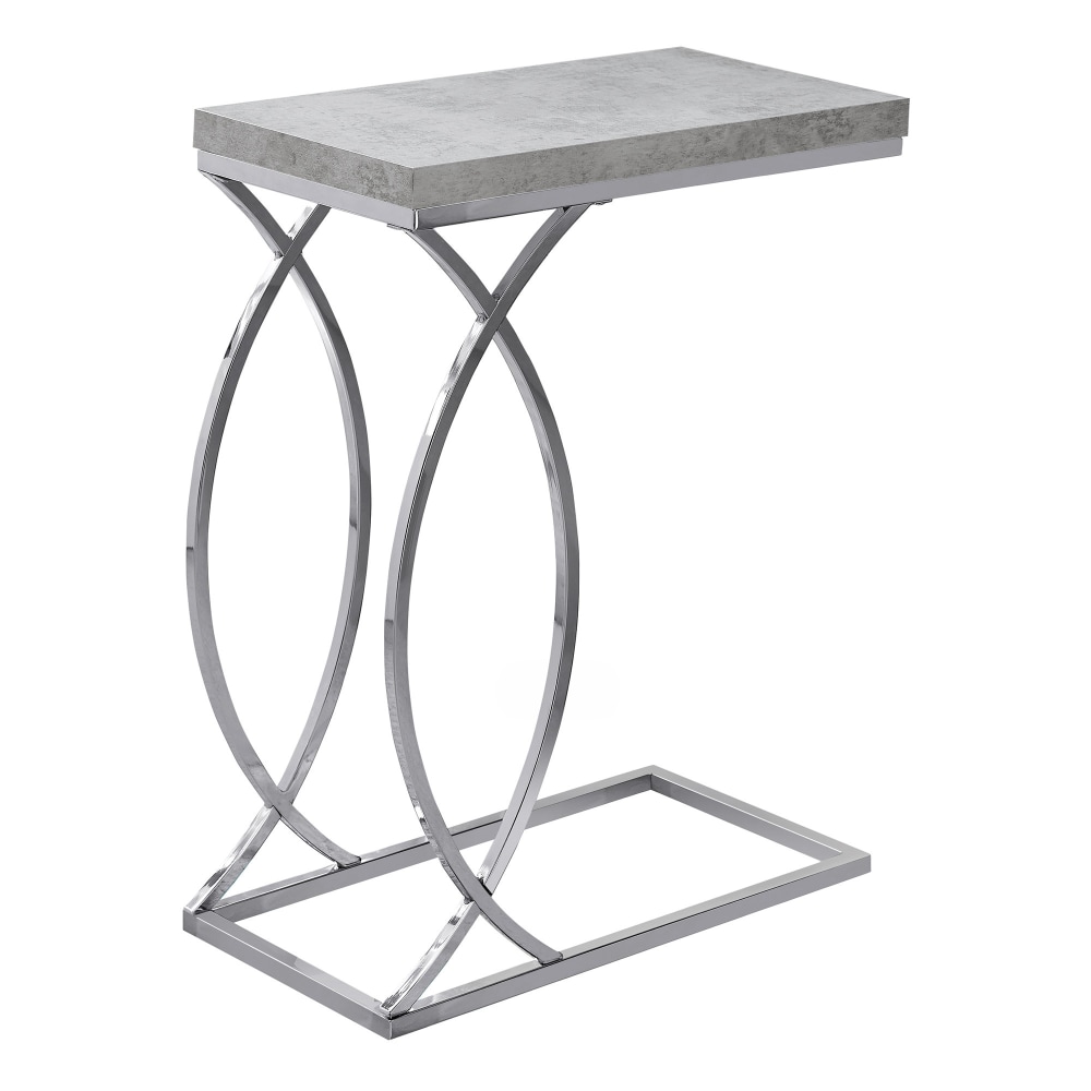 Monarch Specialties Side Accent Table, Rectangular, Gray Cement/Chrome MPN:I 3185