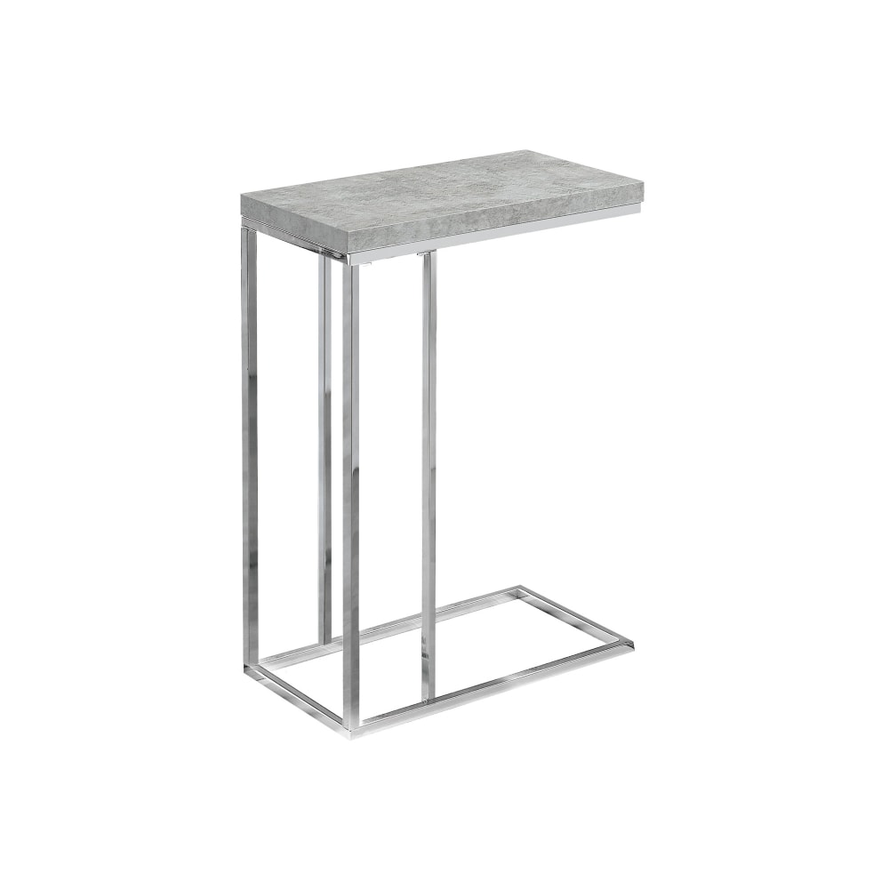 Monarch Specialties Zachary Accent Table, 25-1/4inH x 10-1/4inW x 18-1/4inD, Gray Cement/Chrome MPN:I 3372