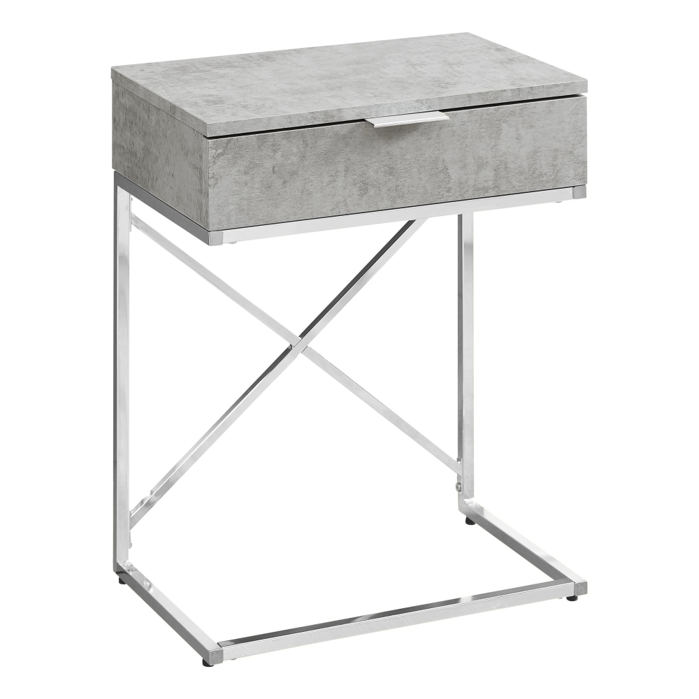 Monarch Specialties Accent End Table, Rectangular, Gray Cement/Chrome MPN:I 3471