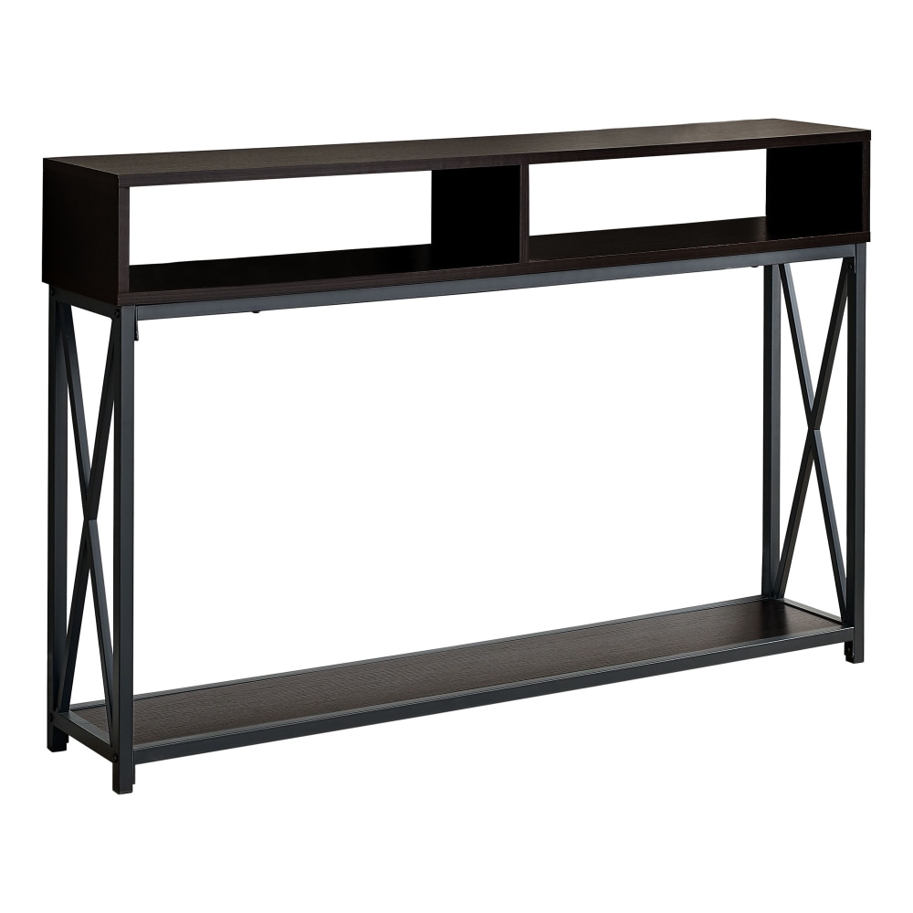 Monarch Specialties Paola Console Accent Table, 30-1/2inH x 47-1/4inW x 9inD, Espresso/Black MPN:I 3574