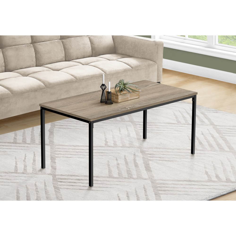 Monarch Specialties Salma Laminate/Metal Rectangular Coffee Table, 18inH x 40inW x 20inD, Brown/Black MPN:I 3797