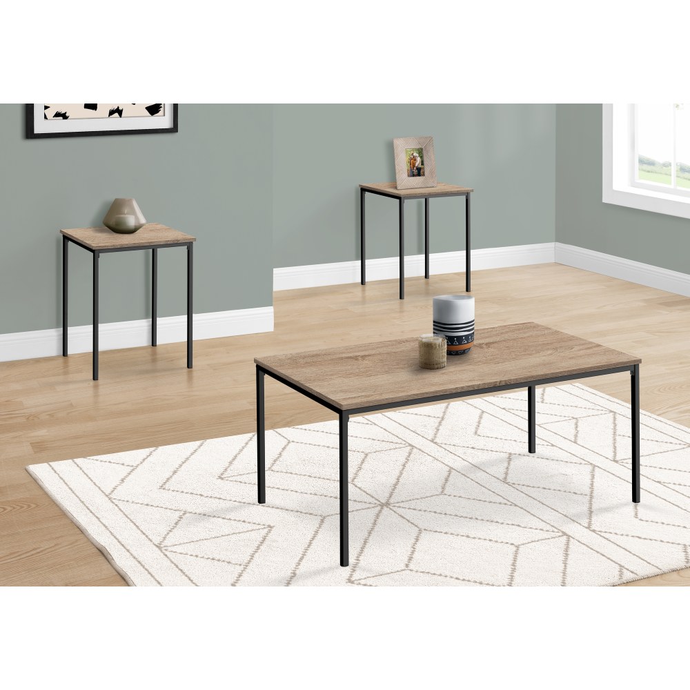 Monarch Specialties Jodi Metal/Laminate 3-Piece Rectangular Table Set, Dark Taupe/Black MPN:I 7895P