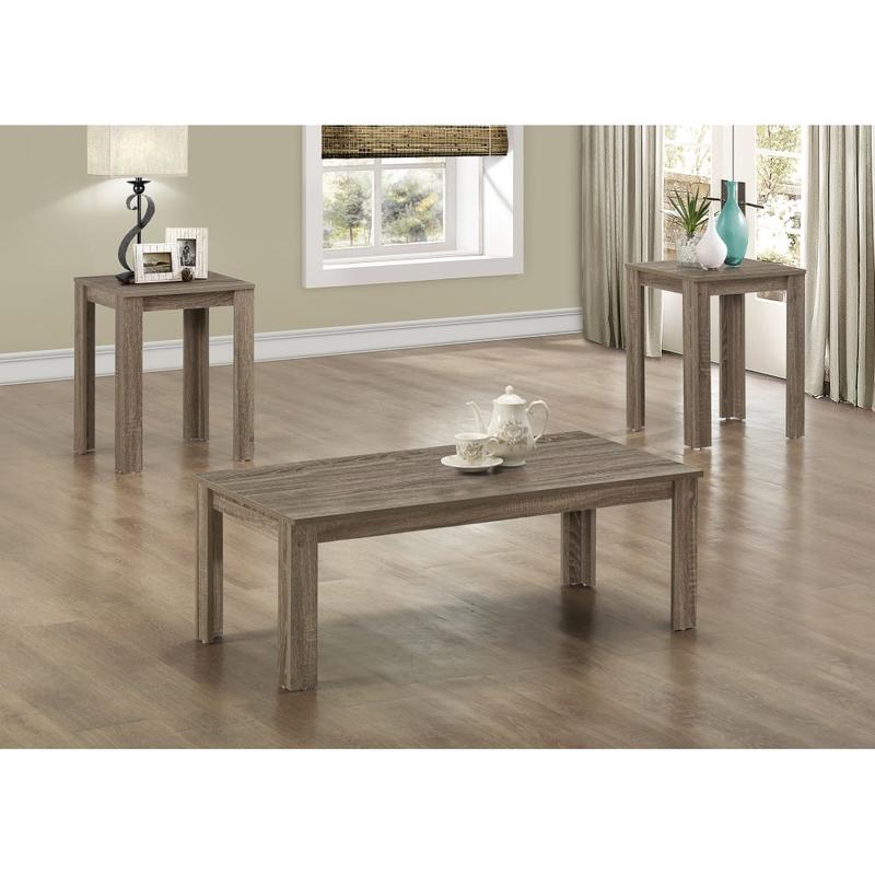 Monarch Specialties 3-Piece Coffee Table Set, Rectangle, Dark Taupe MPN:I 7912P