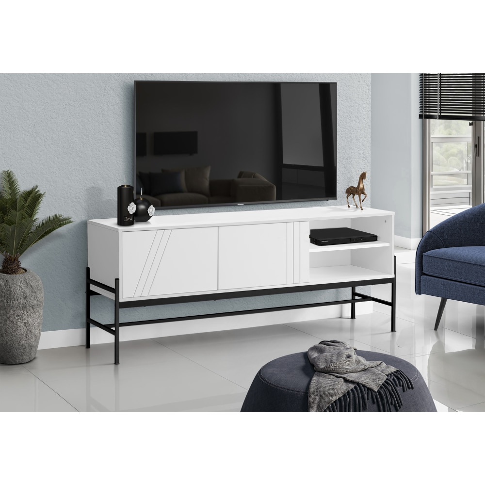 Monarch Specialties Sonny TV Stand For 58in TVs, 23-3/4inH x 59inW x 15-1/2inD, White MPN:I 2738