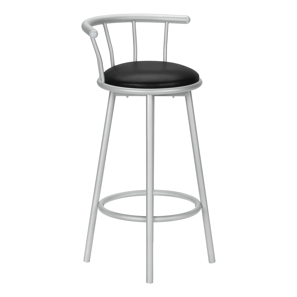 Monarch Specialties Sonny Metal Barstools With Backs, Black/Silver, Set Of 2 Stools MPN:I 2399