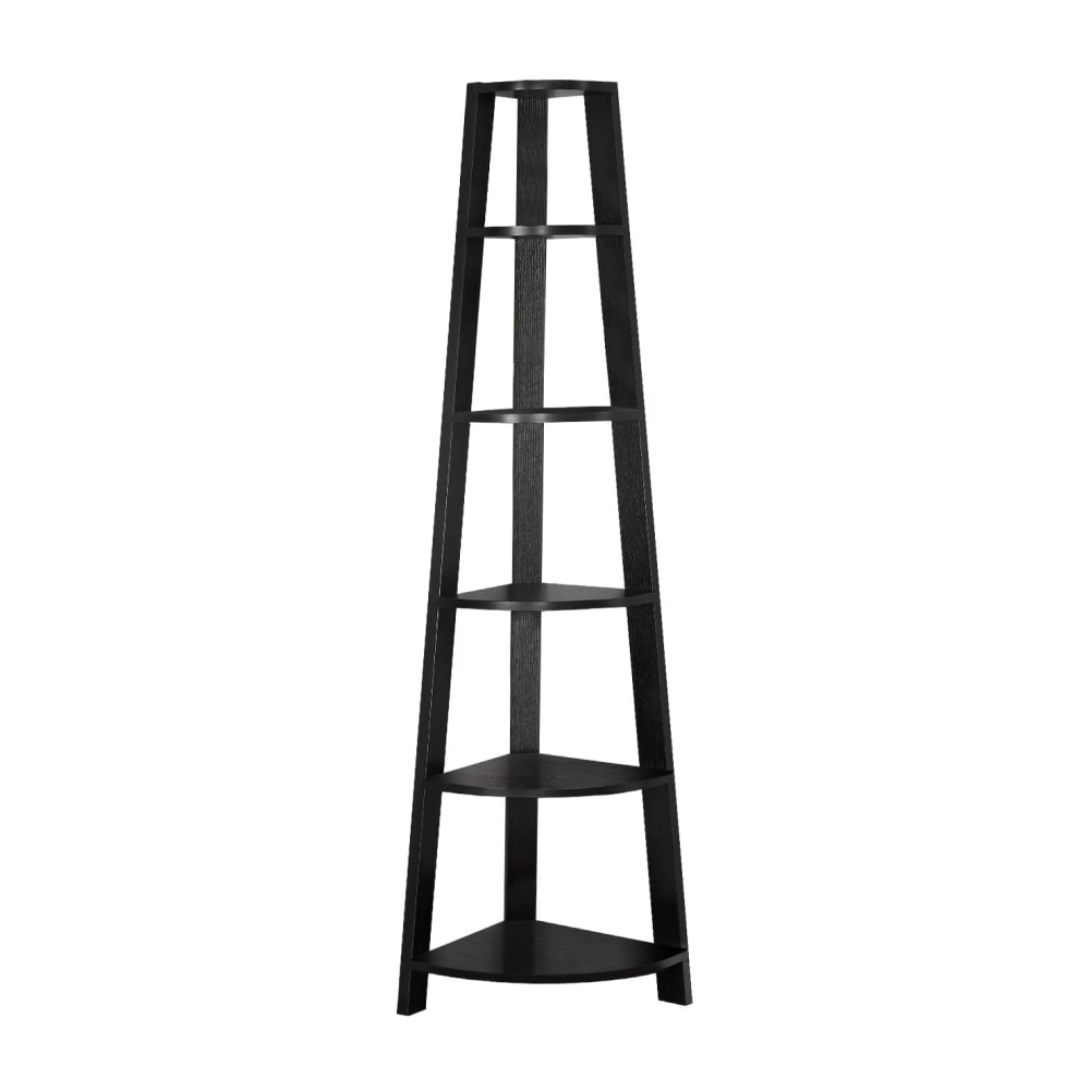 Monarch Specialties Karlee 72inH 5-Shelf Corner Bookcase, Cappuccino MPN:I 2495