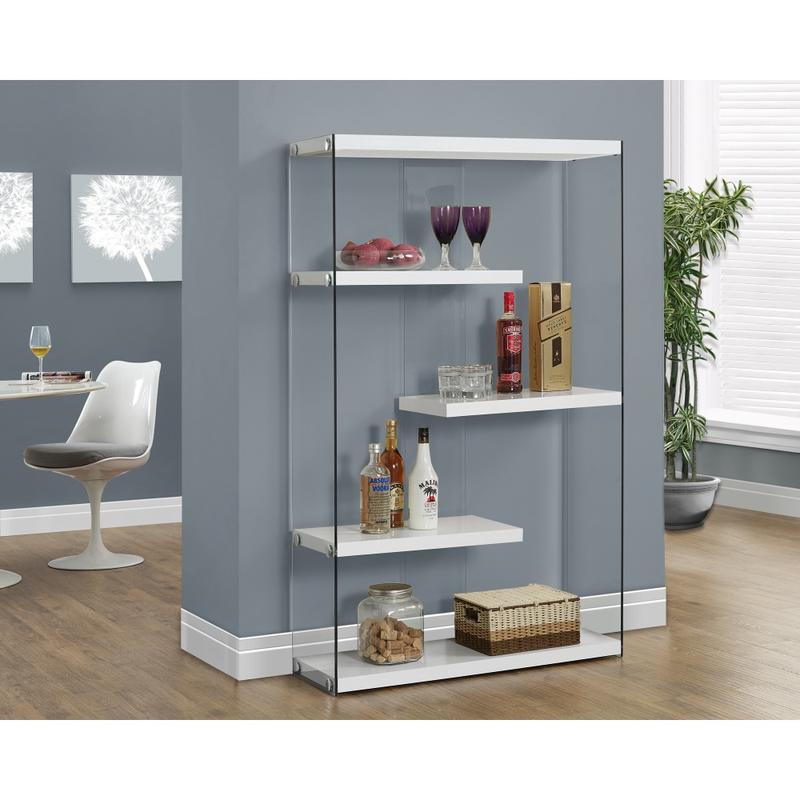 Monarch Specialties Open-Concept 60inH 4-Shelf Bookcase, Glossy White MPN:I 3290