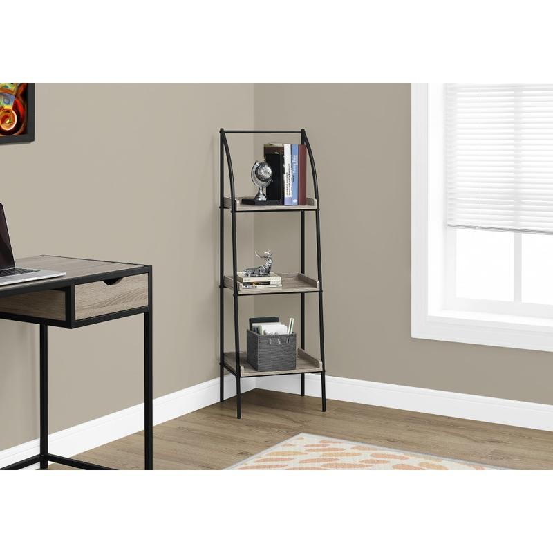 Monarch Specialties 48inH 3-Shelf Backless Metal Bookcase, Dark Taupe/Black MPN:I 7228