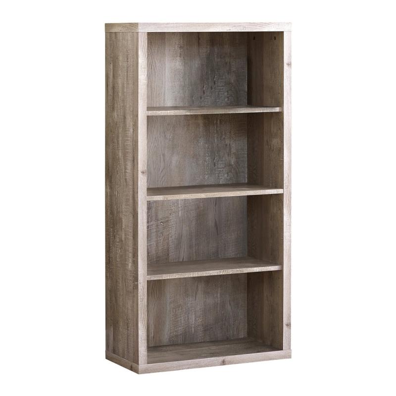 Monarch Specialties 48inH 4-Shelf Adjustable Bookcase, Taupe Woodgrain MPN:I 7406